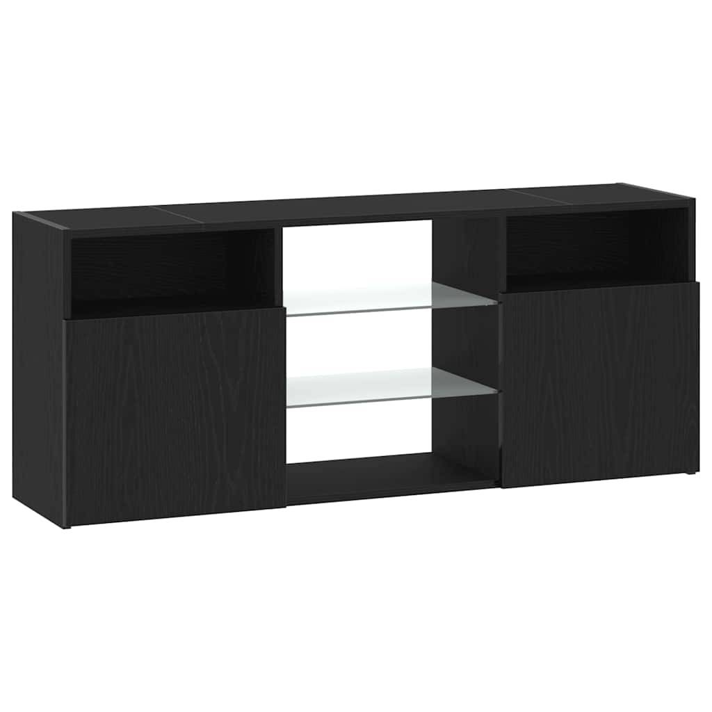 vidaXL TV-Schrank mit LED-Leuchten Schwarz Eichen-Optik 120x30x50 cm