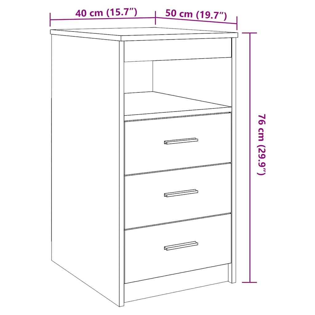 vidaXL Schubladenschrank Schwarz Eichen-Optik 40x50x76cm Holzwerkstoff