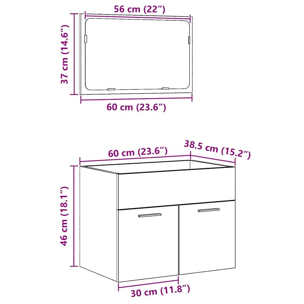 vidaXL 2-tlg. Badmöbel-Set Artisan-Eiche Holzwerkstoff