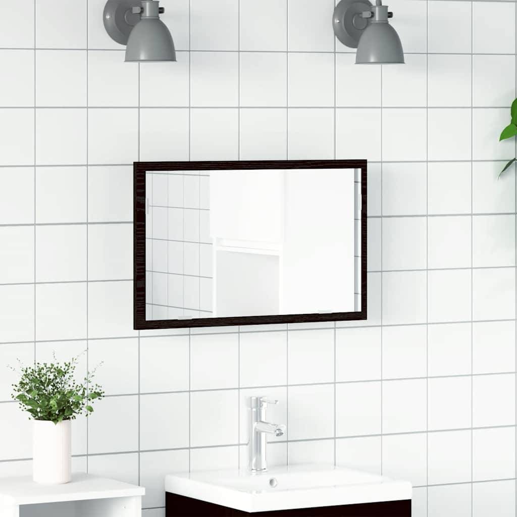 vidaXL Badspiegel mit LED-Leuchten Schwarz Eichen-Optik 60x8,5x37 cm