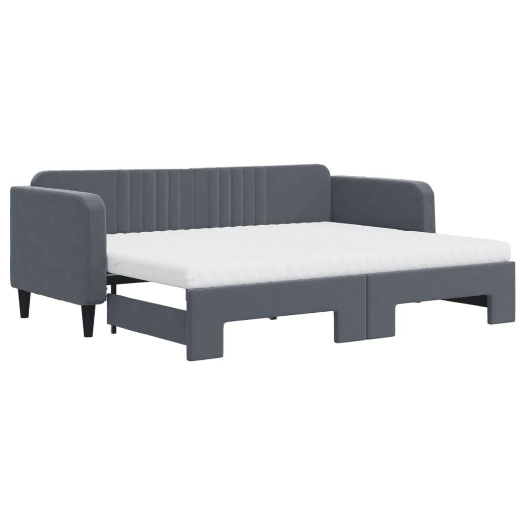 vidaXL Tagesbett Ausziehbar mit Matratzen Dunkelgrau 80x200 cm Samt
