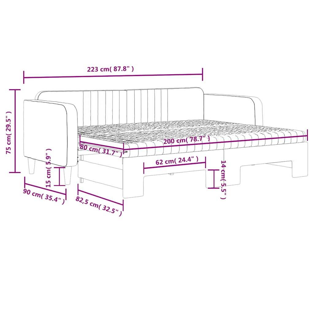 vidaXL Tagesbett Ausziehbar mit Matratzen Dunkelgrau 80x200 cm Samt