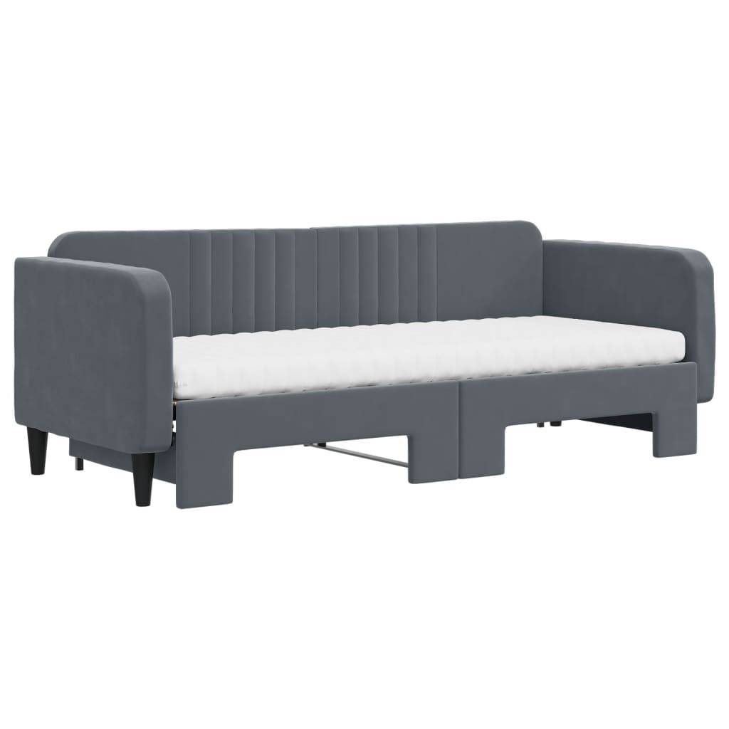 vidaXL Tagesbett Ausziehbar mit Matratzen Dunkelgrau 80x200 cm Samt