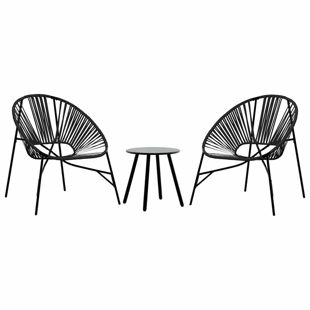 vidaXL Gartenstuhl-Set 3-tlg. Schwarz Poly Rattan