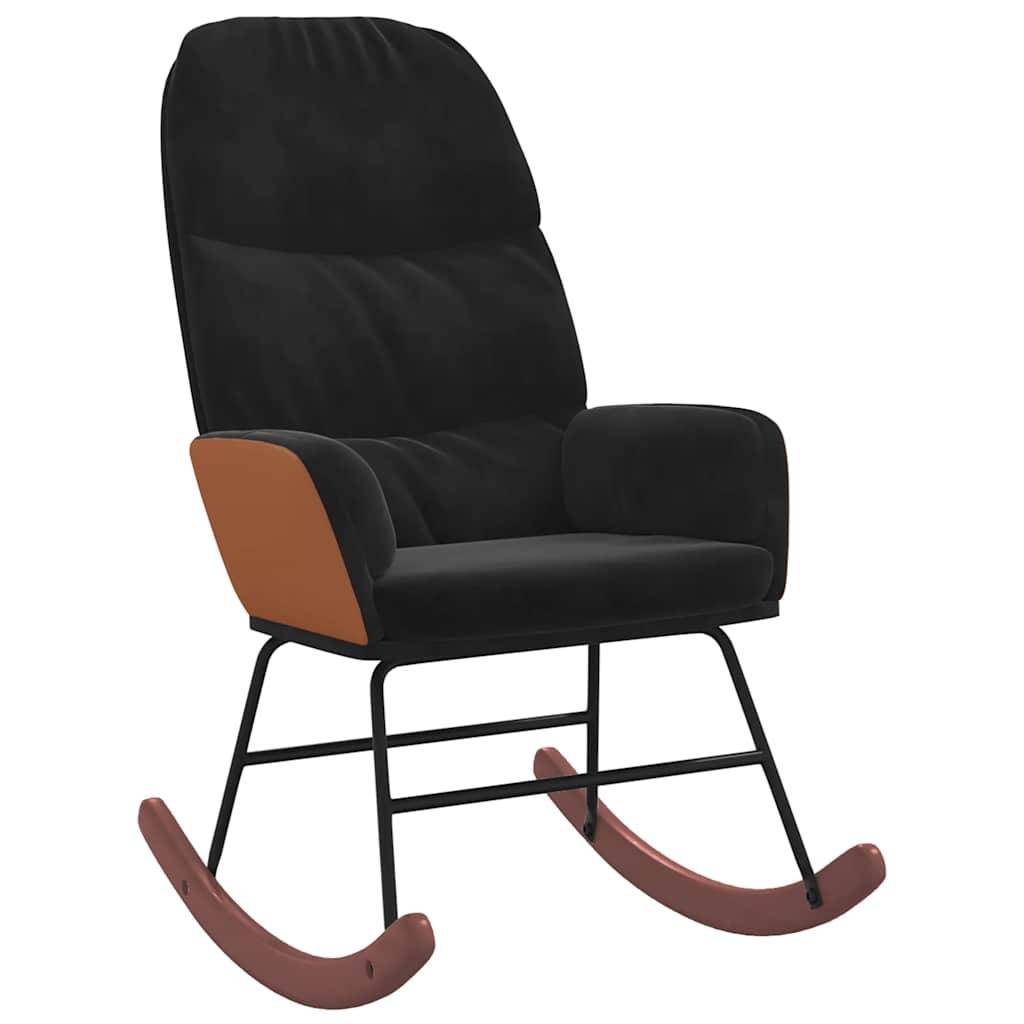 vidaXL Schaukelstuhl Schwarz Samt