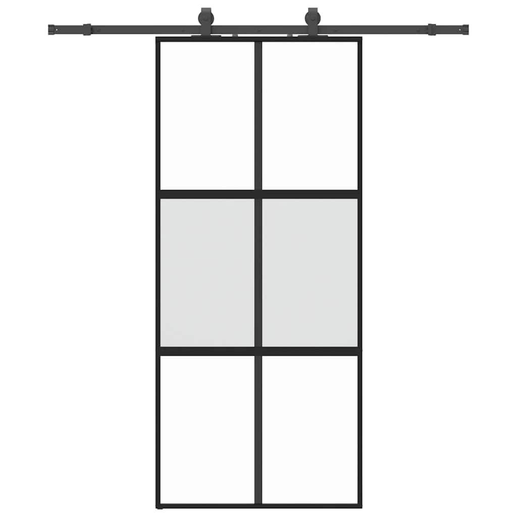vidaXL Schiebetür mit Beschlag Schwarz 90x205 cm Hartglas