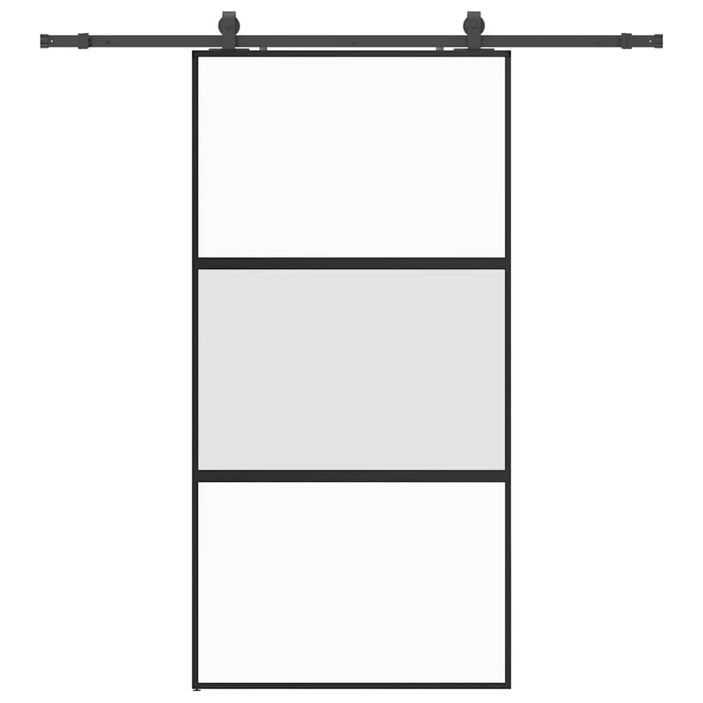 vidaXL Schiebetür mit Beschlag Schwarz 102,5x205 cm Hartglas