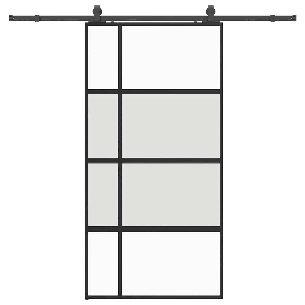vidaXL Schiebetür mit Beschlag Schwarz 102,5x205 cm Hartglas