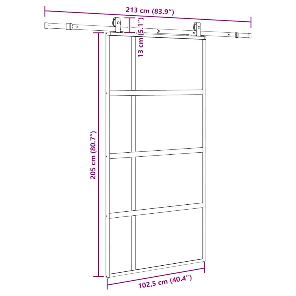 vidaXL Schiebetür mit Beschlag Schwarz 102,5x205 cm Hartglas