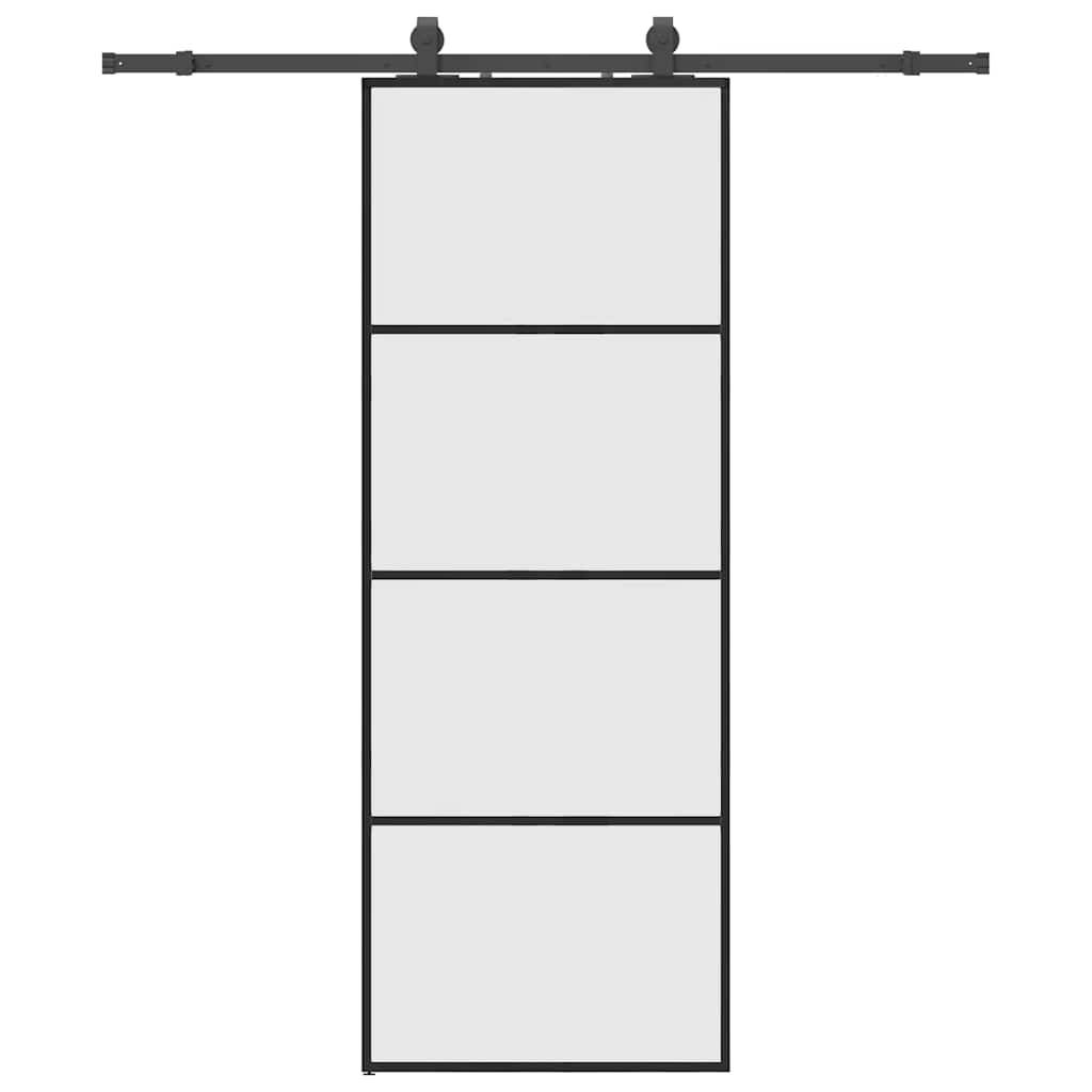 vidaXL Schiebetür mit Beschlag Schwarz 76x205 cm ESG-Glas