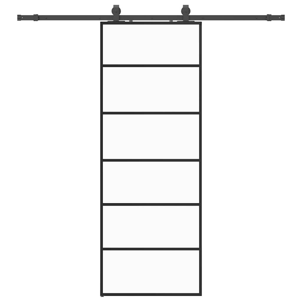 vidaXL Schiebetür mit Beschlag Schwarz 76x205 cm ESG-Glas