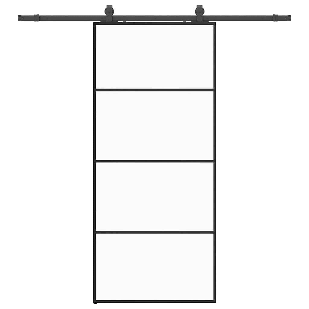 vidaXL Schiebetür mit Beschlag Schwarz 90x205 cm ESG-Glas
