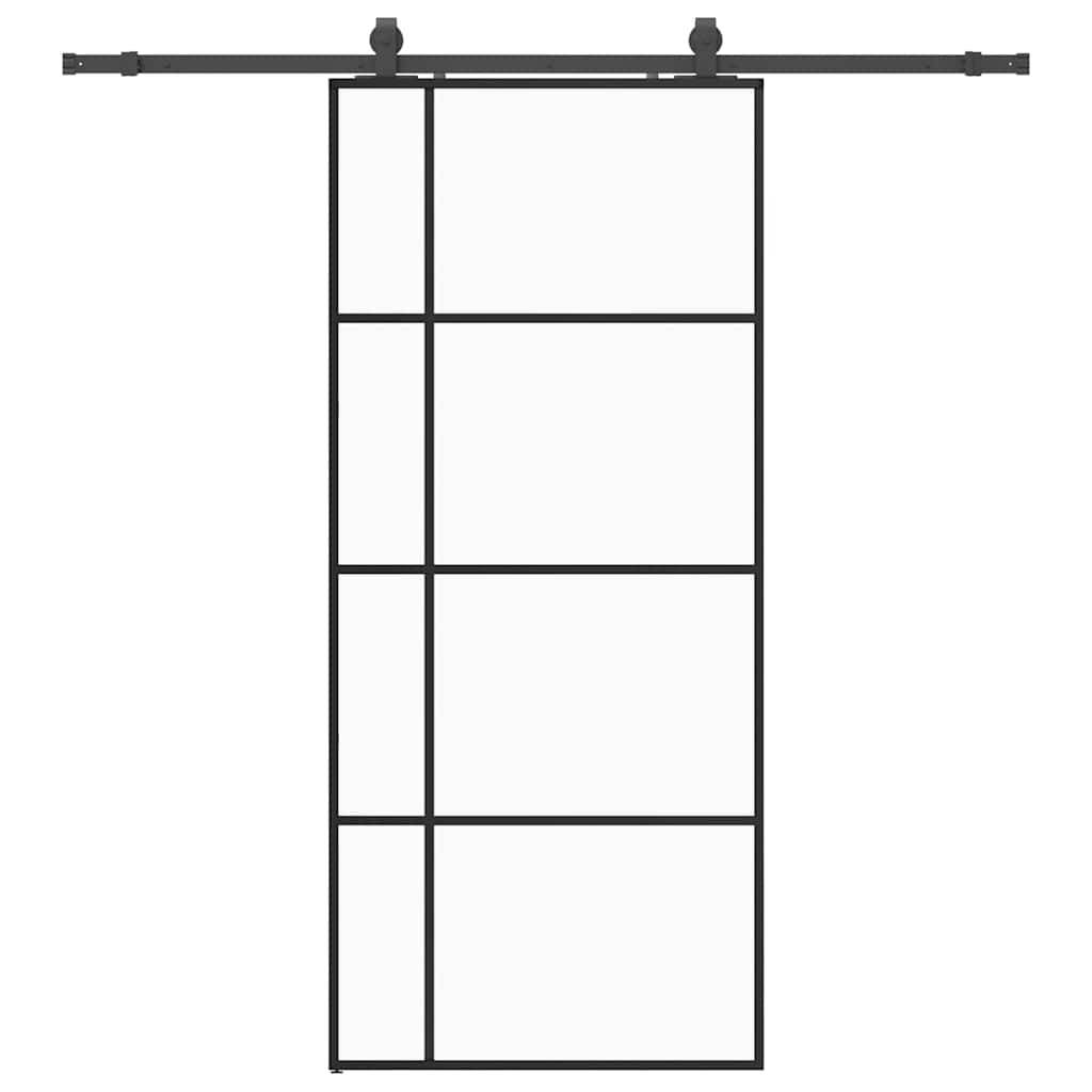 vidaXL Schiebetür mit Beschlag Schwarz 90x205 cm ESG-Glas
