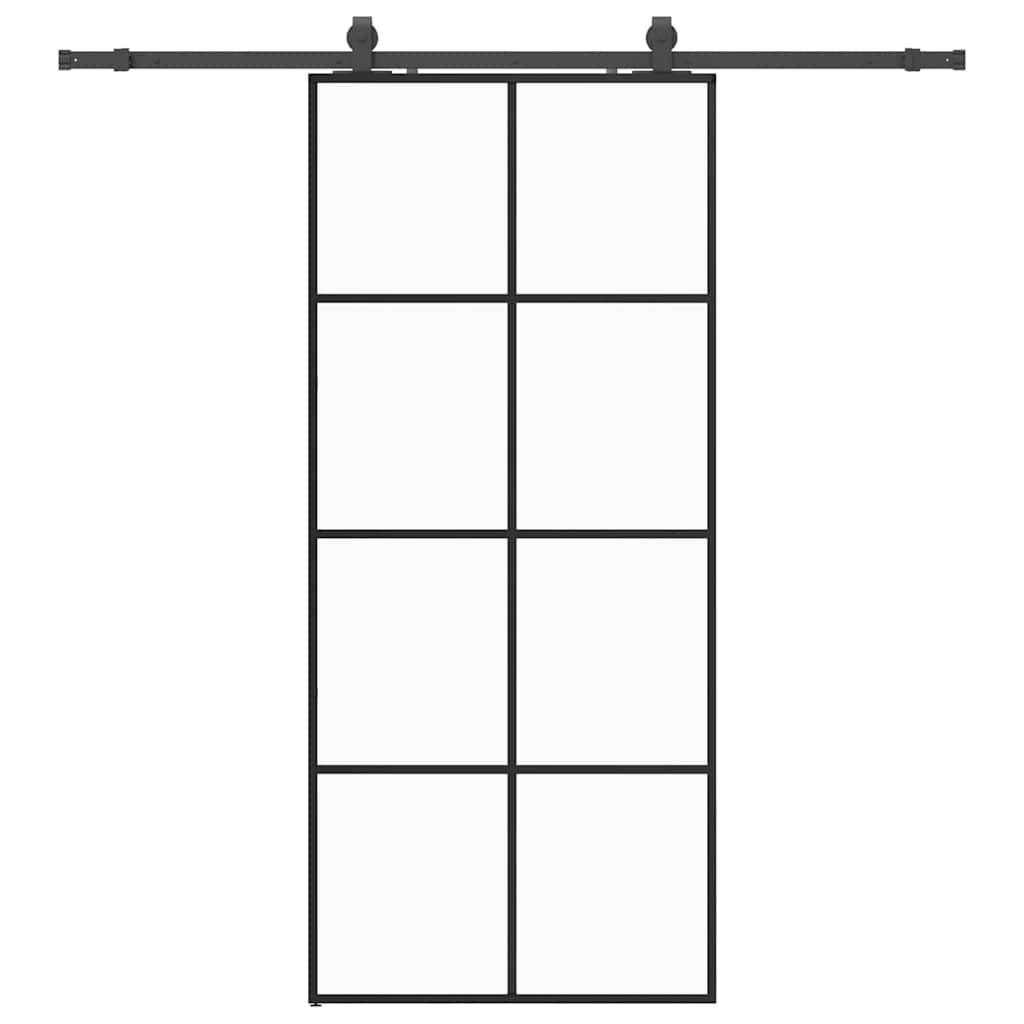 vidaXL Schiebetür mit Beschlag Schwarz 90x205 cm ESG-Glas