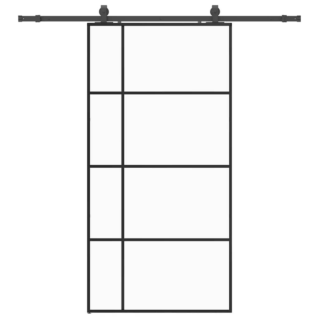 vidaXL Schiebetür mit Beschlag Schwarz 102,5x205 cm ESG-Glas