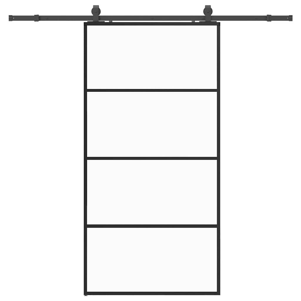 vidaXL Schiebetür mit Beschlag Schwarz 102,5x205 cm ESG-Glas