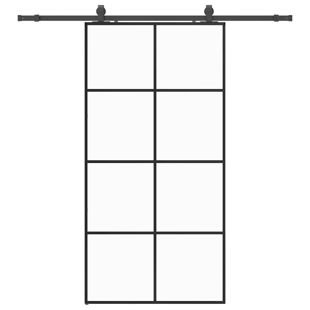 vidaXL Schiebetür mit Beschlag Schwarz 102,5x205 cm ESG-Glas