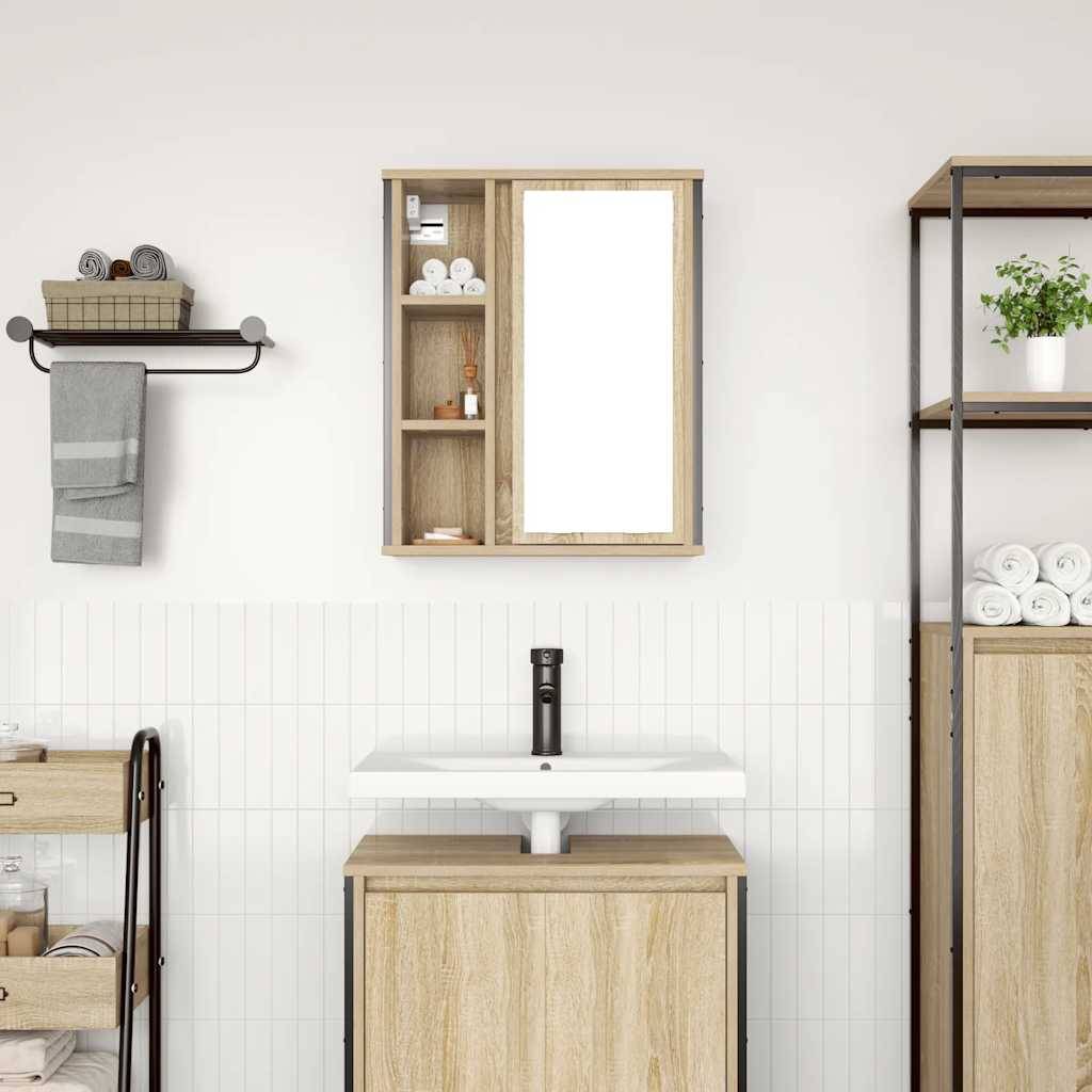 vidaXL Bad-Wandschrank mit Spiegel Sonoma-Eiche 50x21x60 cm