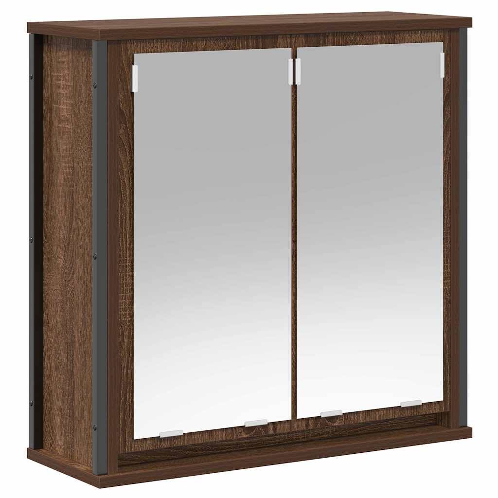 vidaXL Bad-Wandschrank mit Spiegel Braun Eichen-Optik 60x21x60 cm