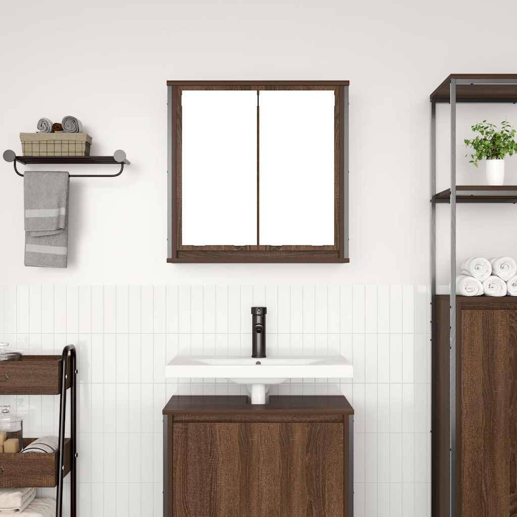 vidaXL Bad-Wandschrank mit Spiegel Braun Eichen-Optik 60x21x60 cm
