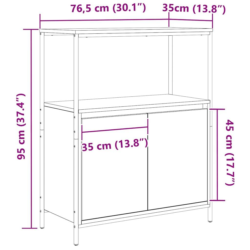 vidaXL Badschrank mit Regalen Grau Sonoma 76,5x35x95 cm