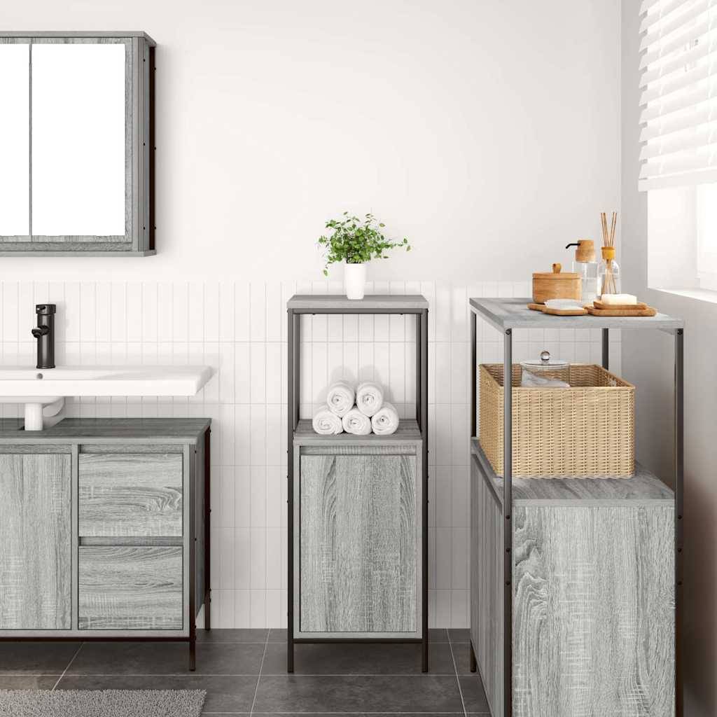 vidaXL Badschrank mit Regalen Grau Sonoma 36x35x95 cm