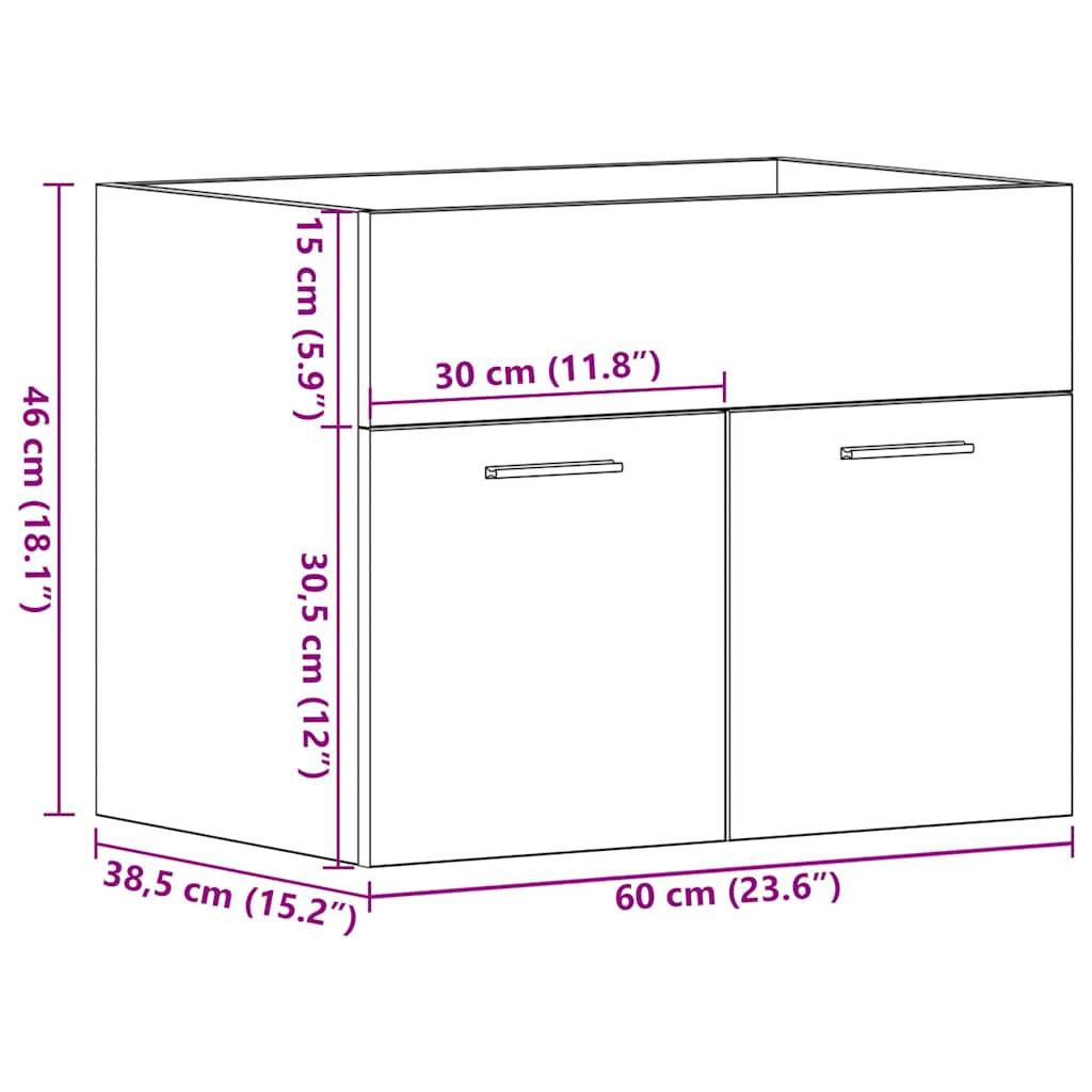 vidaXL Waschbeckenunterschrank Artisan-Eiche 60x38,5x46 cm