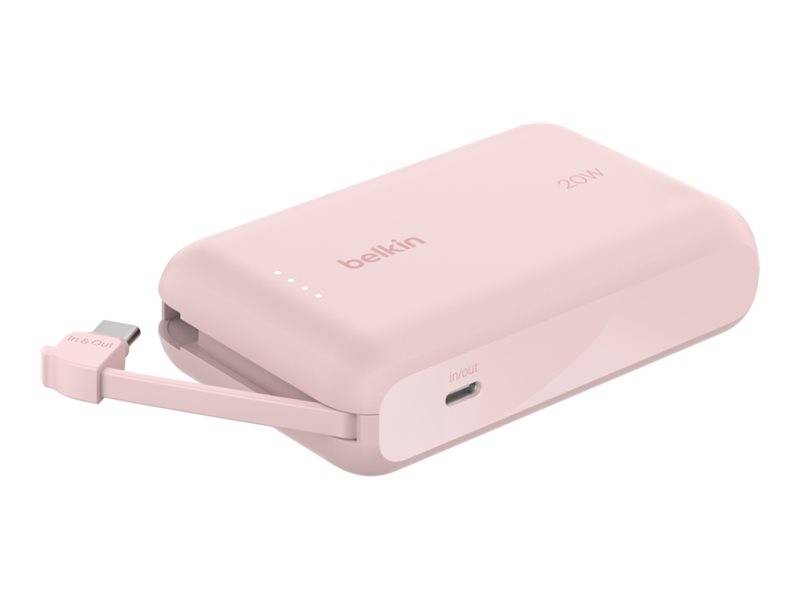 Belkin BoostCharge - Powerbank - mit integriertem Kabel - 10000 mAh - 20 Watt - 3 A - Fast Charge - 2 Ausgabeanschlussst