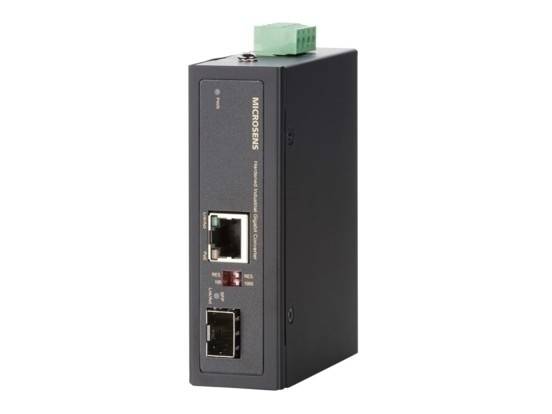 Medienkonverter MS657099PX Microsens, GbE Industrial Entry Line Bridge PoE+, 1x 100/1000X SFP-Slot, 1x 10/100/1000T PoE