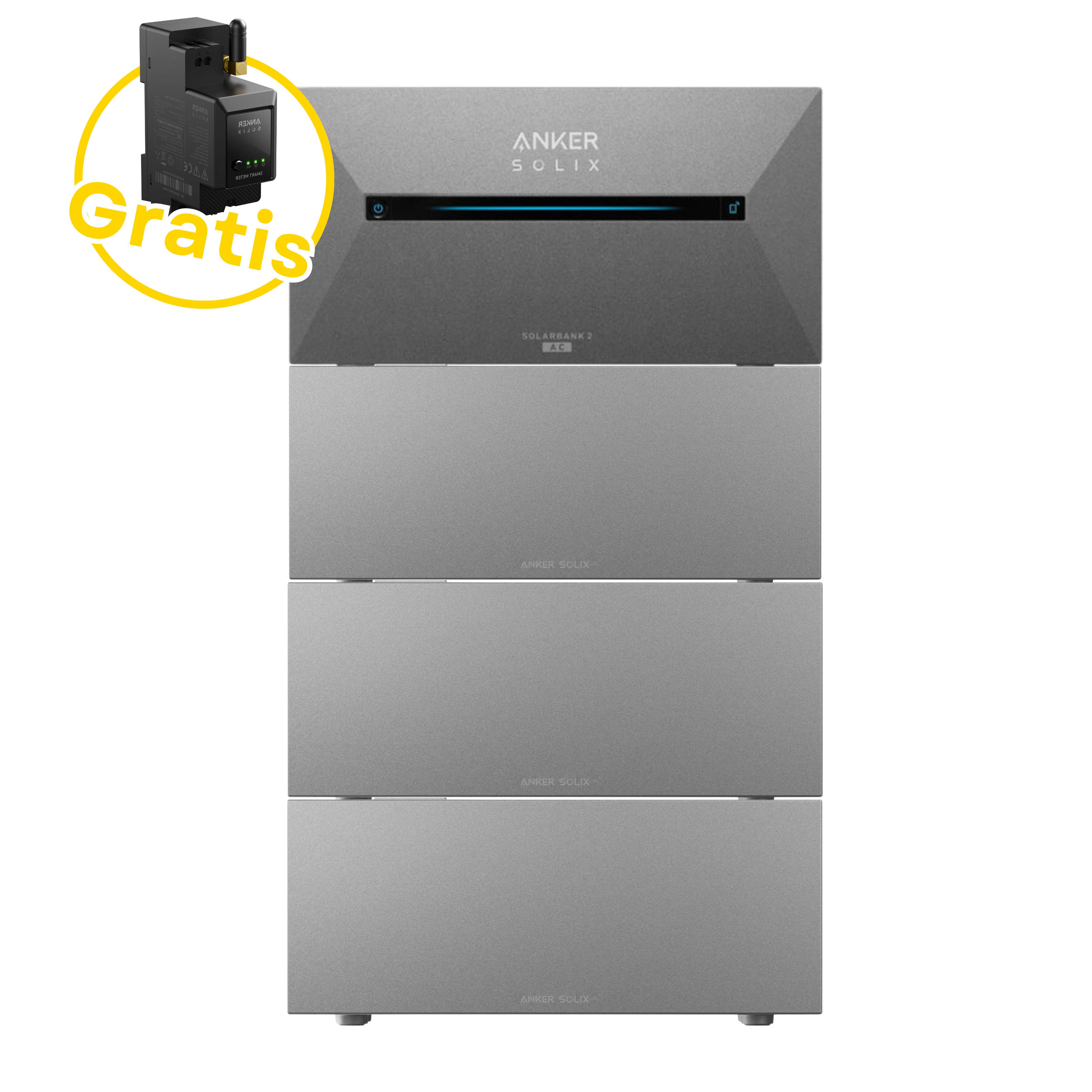 Anker SOLIX Solarbank 2 E1600 AC-Speicher – inkl. Smartmeter und 3 Erweiterungsbatterien für Balkonkraftwerke