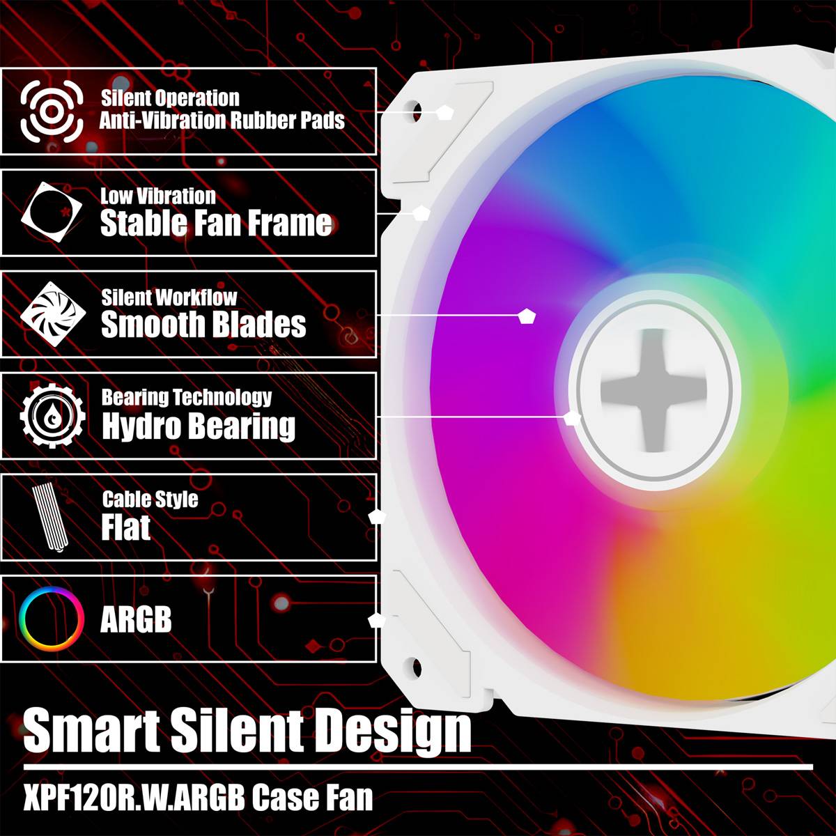 XILENCE Performance A+ REVERSE XF066, 120mm ARGB LED Lüfter weiß