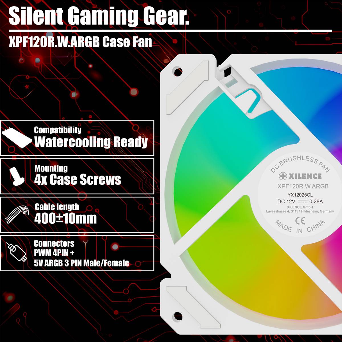 XILENCE Performance A+ REVERSE XF066, 120mm ARGB LED Lüfter weiß