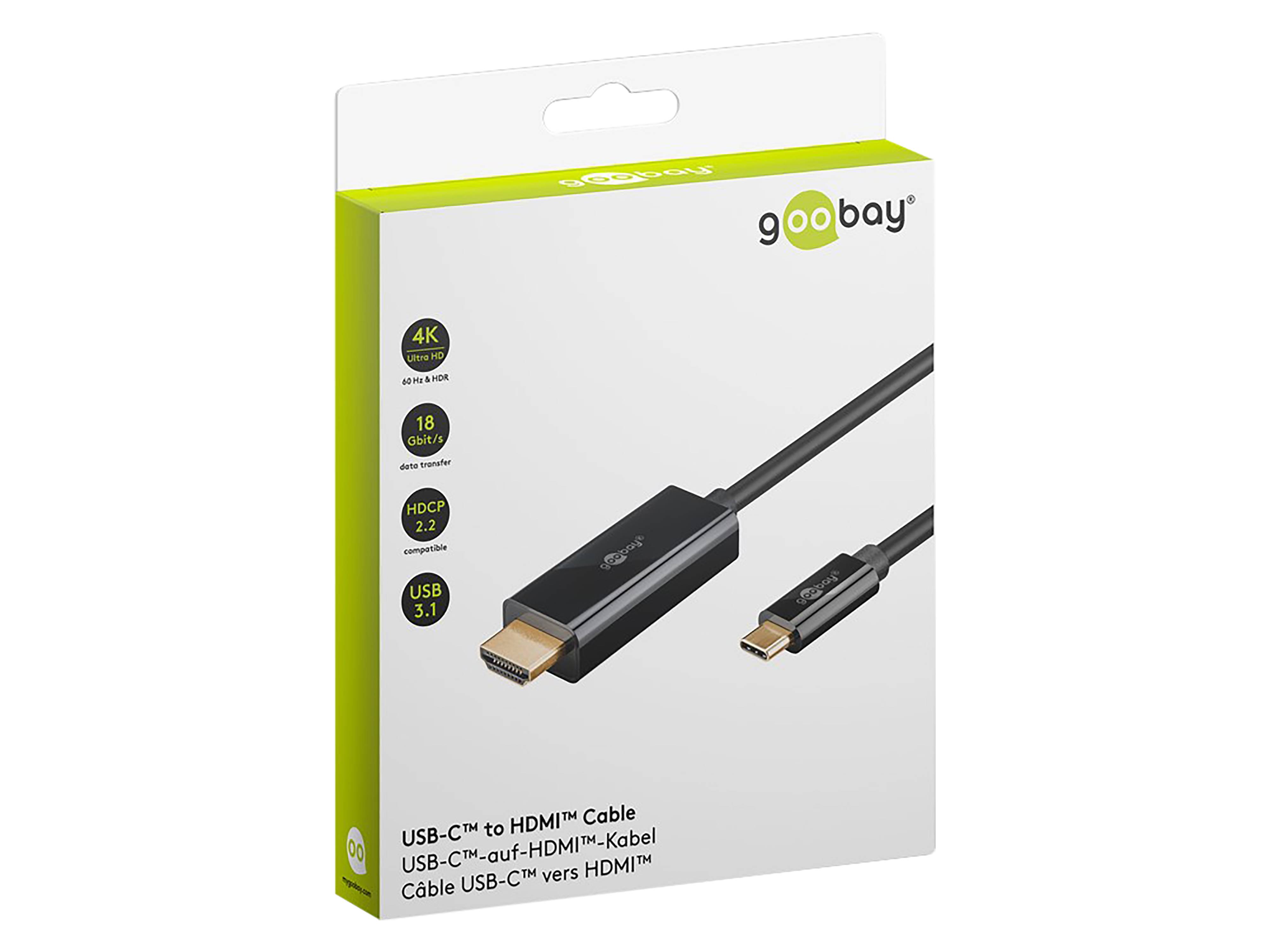 Goobay 75696, 1 m, USB Typ-C, HDMI, Männlich, Männlich, Gerade