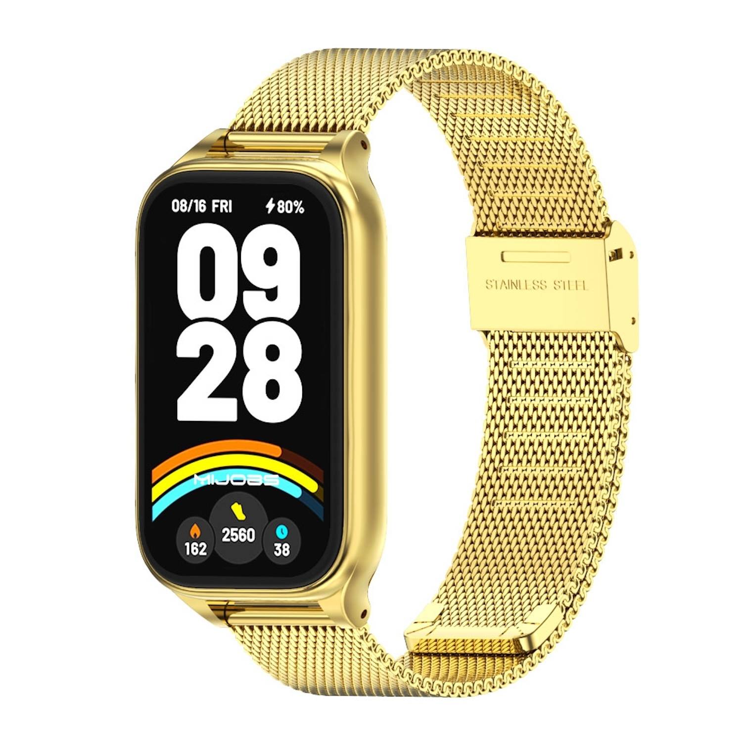 Für Xiaomi Smart Band 9 Active / Redmi Band 3 Milanese Edelstahl Armband Gold