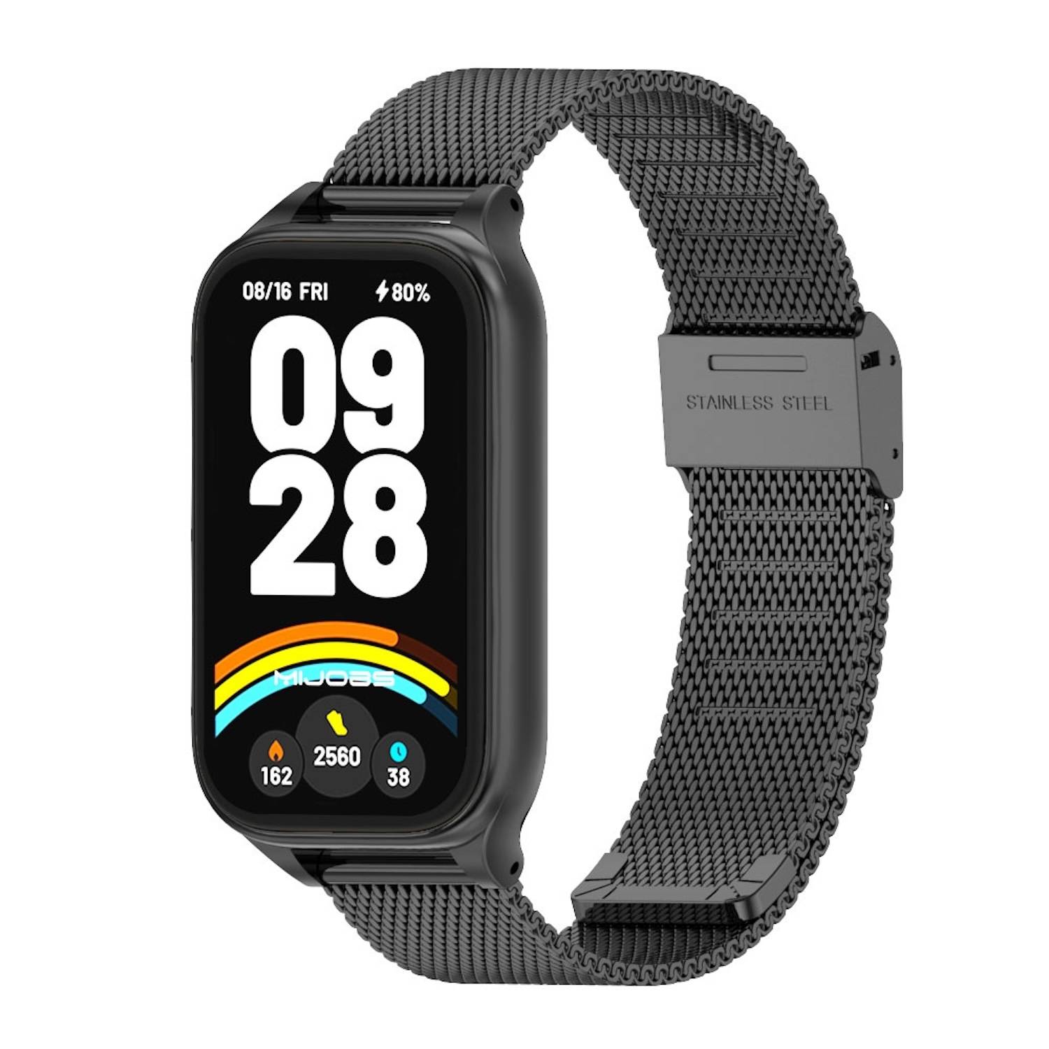 Für Xiaomi Smart Band 9 Active / Redmi Band 3 Milanese Edelstahl Armband Schwarz
