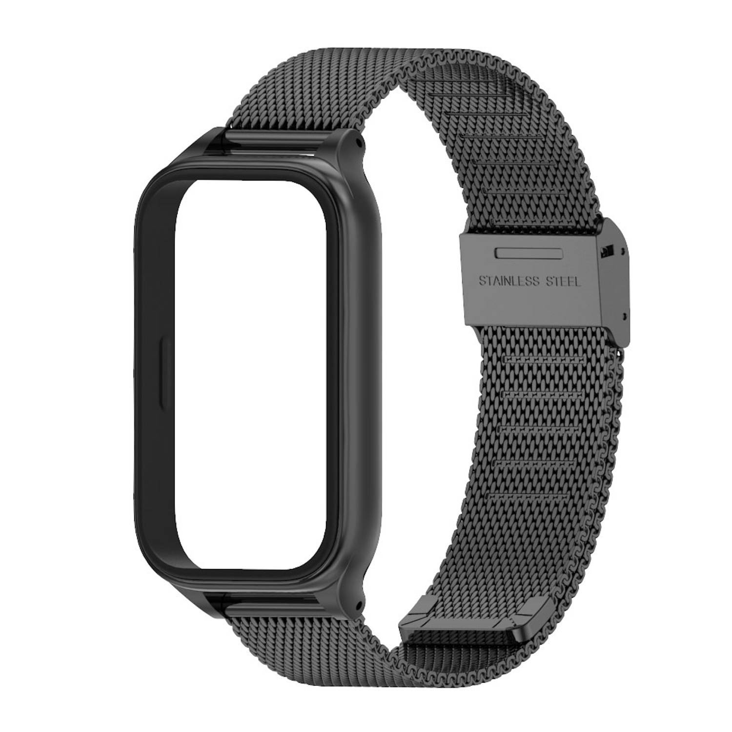 Für Xiaomi Smart Band 9 Active / Redmi Band 3 Milanese Edelstahl Armband Schwarz