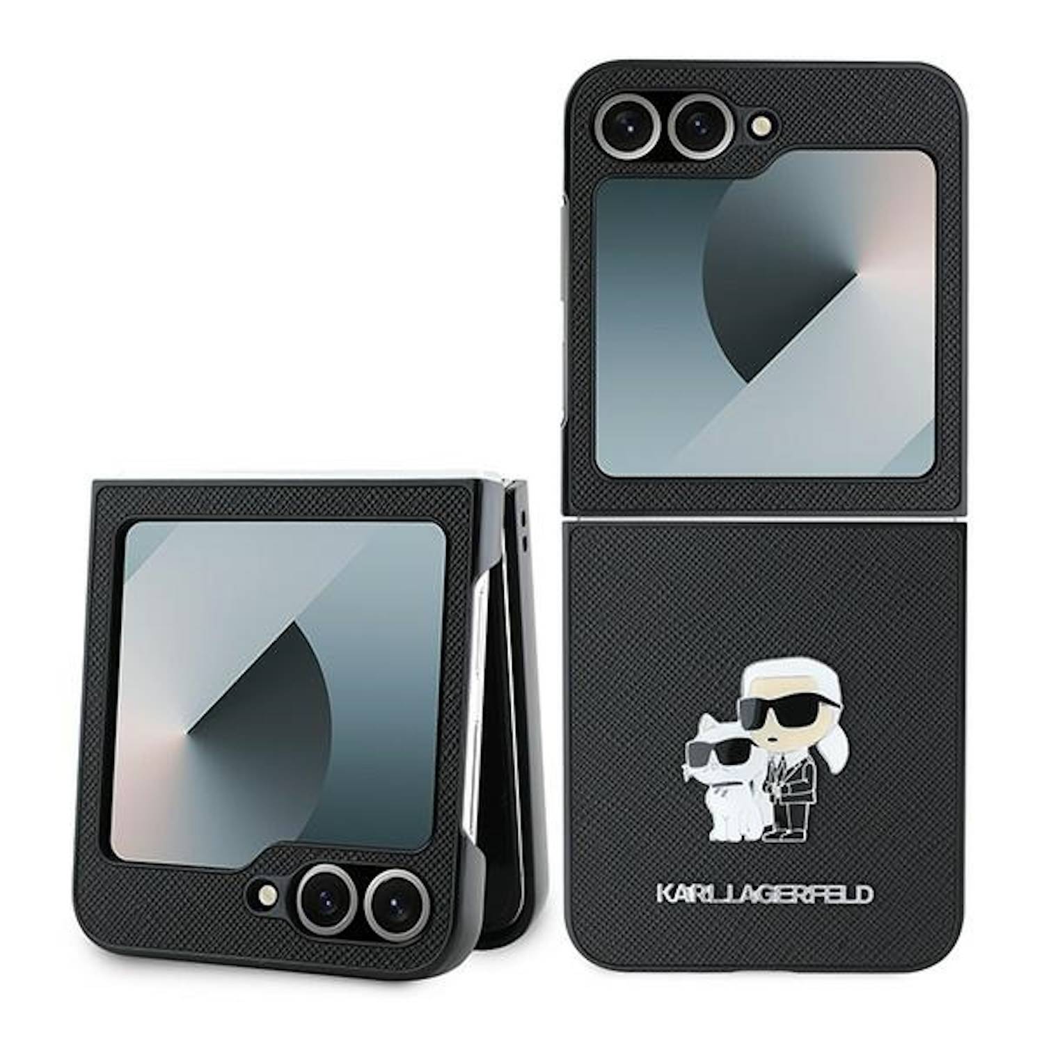 Karl Lagerfeld Samsung Galaxy Z Flip6 Hülle Saffiano Metal Pin Design Schwarz