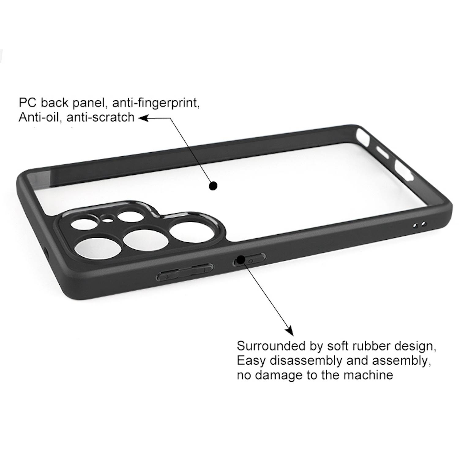 Für Samsung Galaxy S25 Ultra Frosted TPU + Transparent Schutz Hülle Case Schwarz