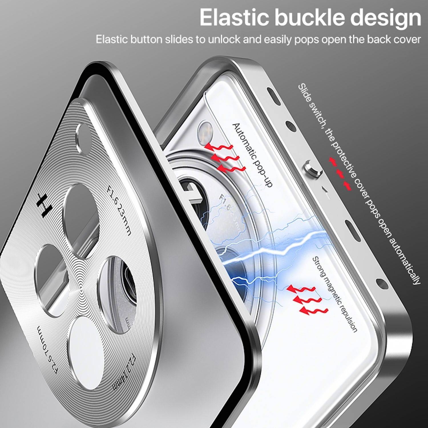 Für OnePlus 13 Snap Verschluss Metall Rahmen Mattierte Handy Hülle Cover Blau