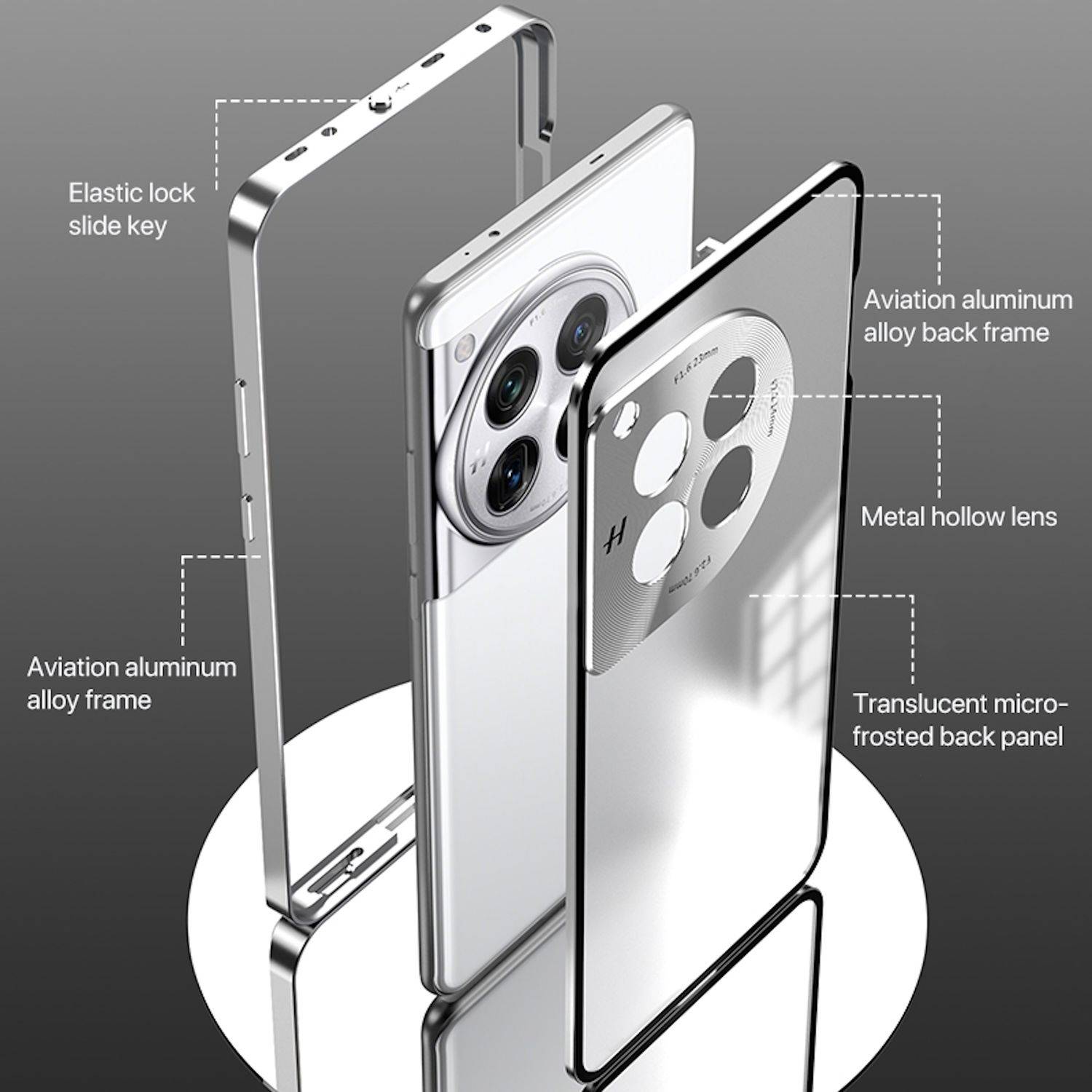 Für OnePlus 13 Snap Verschluss Metall Rahmen Mattierte Handy Hülle Cover Schwarz