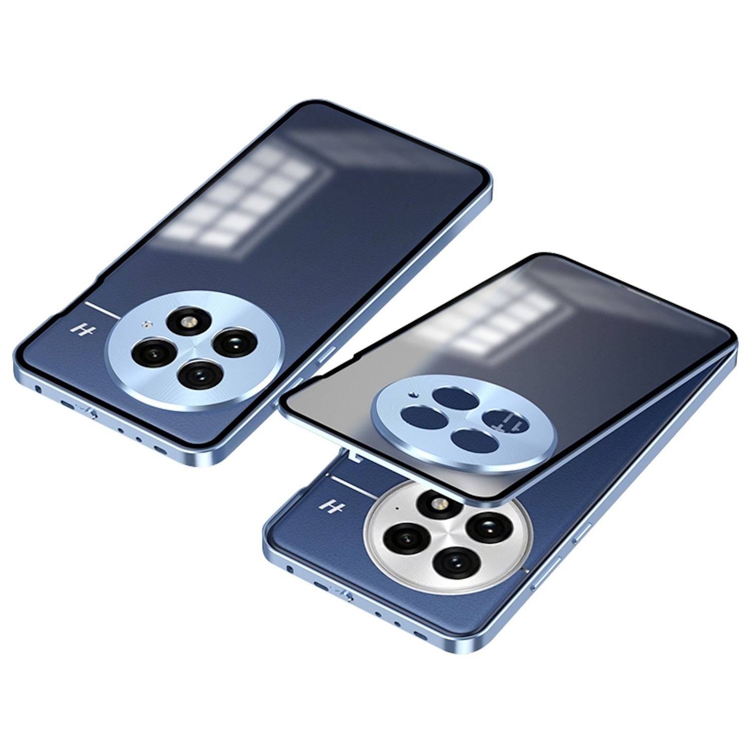 Für OnePlus 13 Snap Verschluss Metall Rahmen Mattierte Handy Hülle Cover Blau