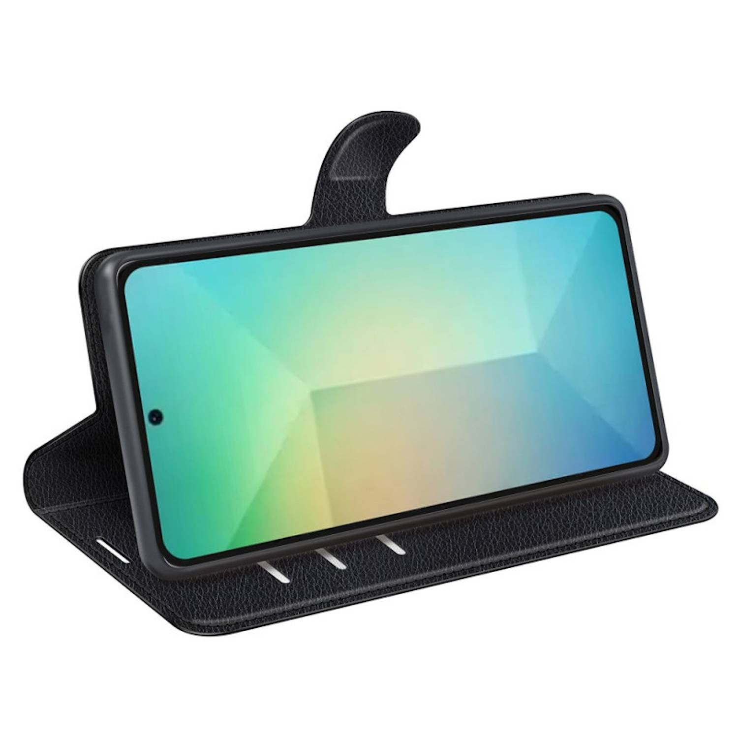 Für Samsung Galaxy S25 Plus 5G Kunstleder Book Wallet Tasche Schwarz + Hart Glas