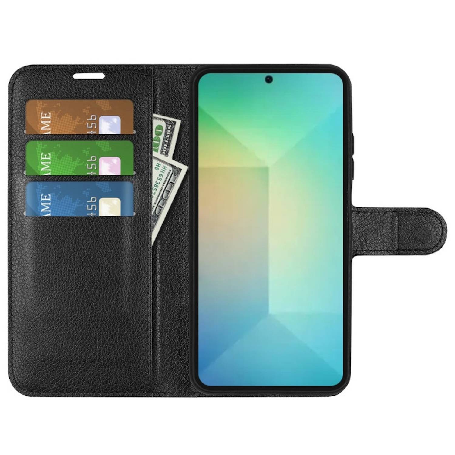 Für Samsung Galaxy S25 Plus Kunstleder Book Wallet Handy Tasche Hülle Schwarz