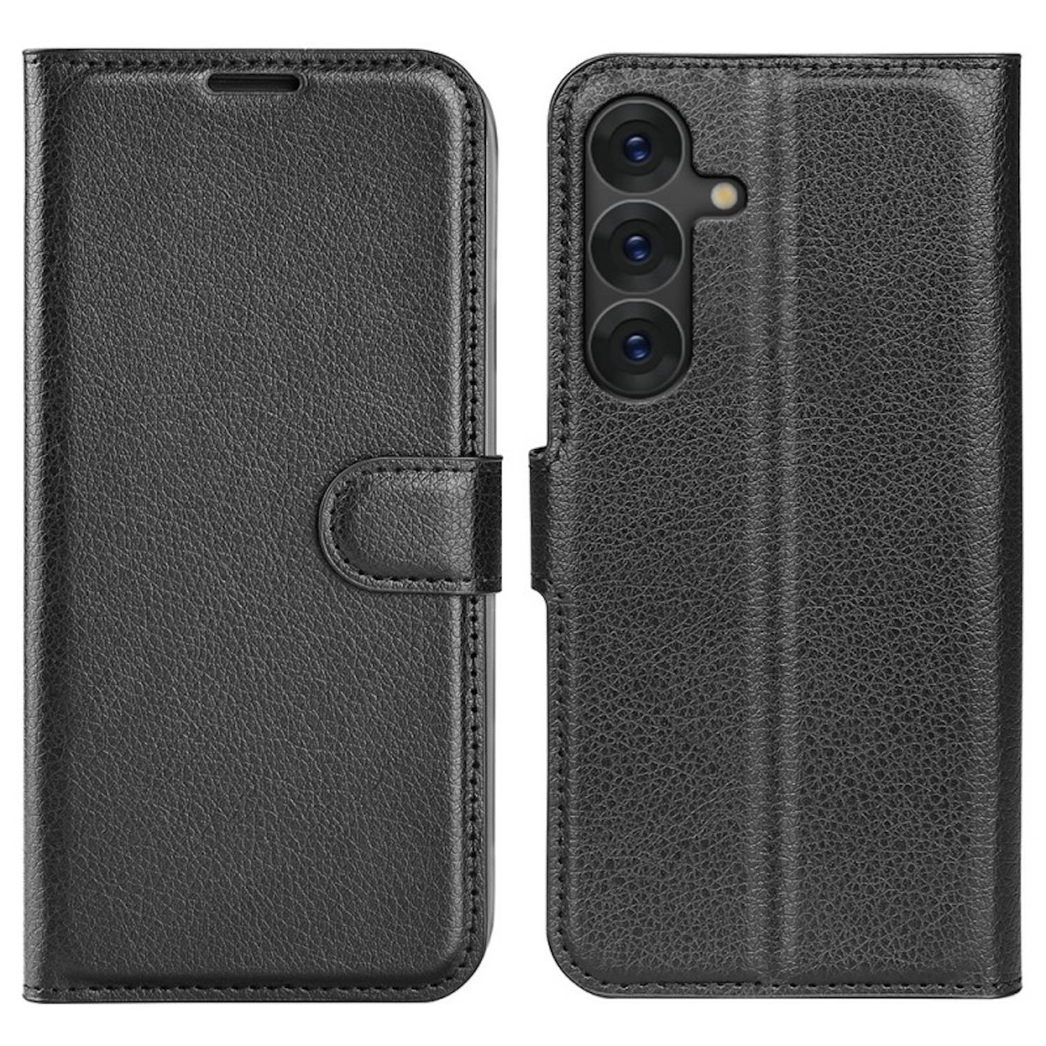 Für Samsung Galaxy S25 Plus Kunstleder Book Wallet Handy Tasche Hülle Schwarz