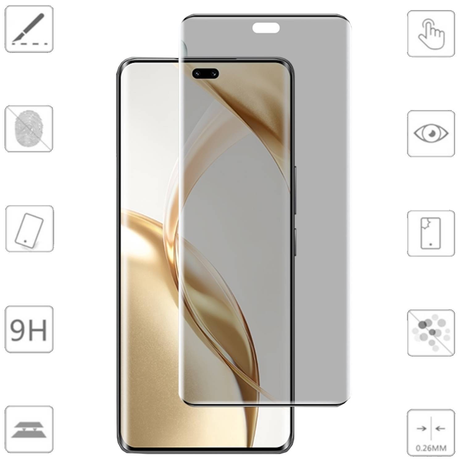 Für OnePlus 13R 2x 4D Privacy Display Full Curved H9 Hart Glas Folie Schutz