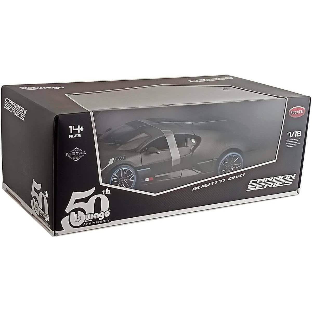 Bburago 18-11101 - Modellauto - Bugatti Divo Carbon (grau, Maßstab 1:18) Sonderedition