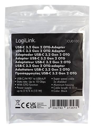 LOGILINK USB-C-Adapter CU0100 C/M zu USB-A/F OTG 0,2m