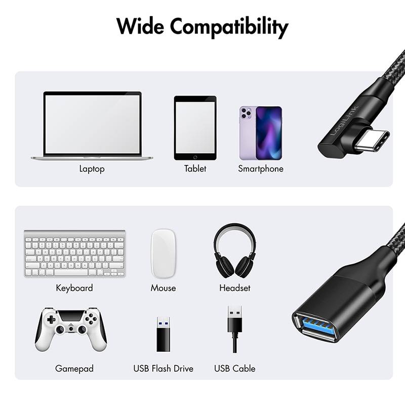 LOGILINK USB-C-Adapter CU0100 C/M zu USB-A/F OTG 0,2m
