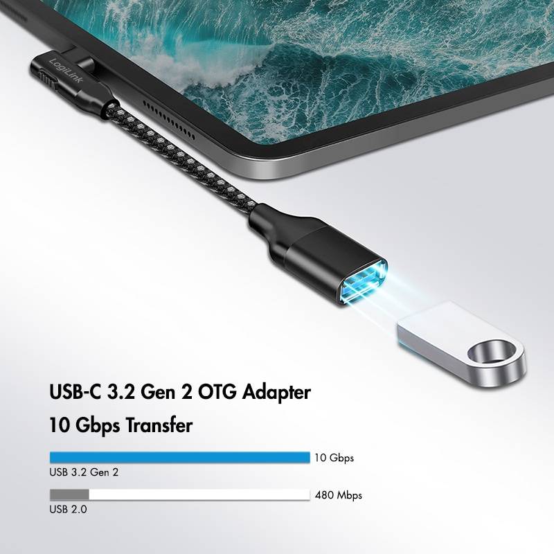 LOGILINK USB-C-Adapter CU0100 C/M zu USB-A/F OTG 0,2m
