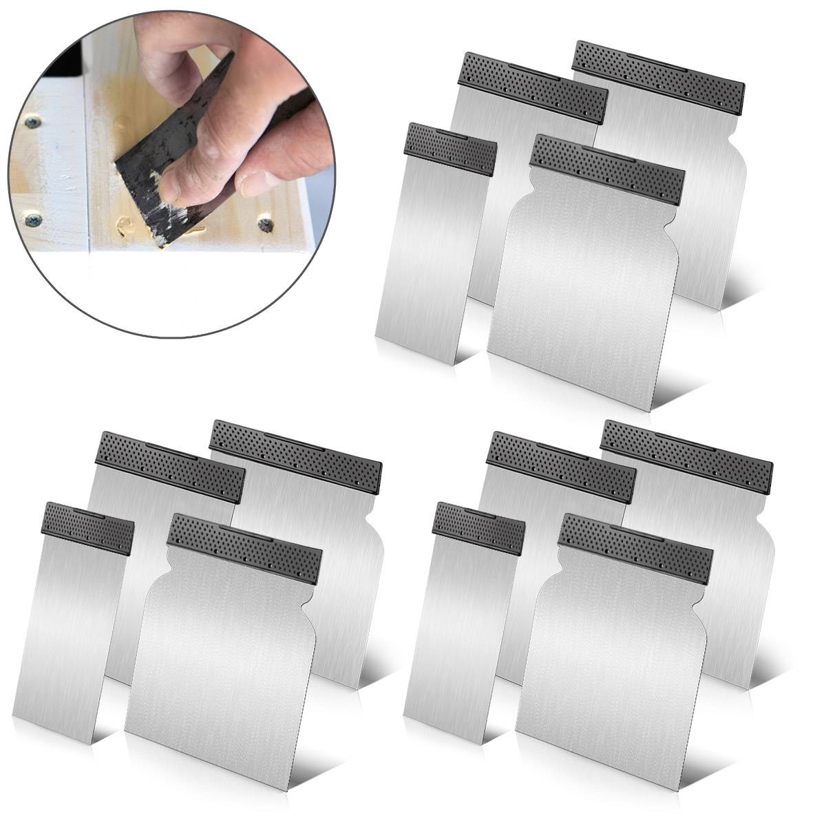 STAHLWERK Spachtelset 12-teilig 50, 80, 100, 120 mm, mit elastischer Klinge